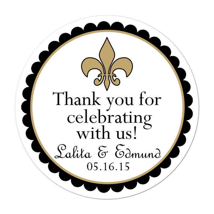 Fleur De Lis Personalized Sticker Wedding Stickers - INKtropolis
