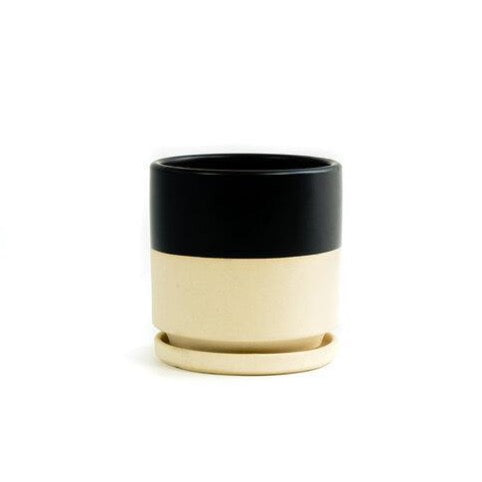 Gemstone Saucer Pots in Top Half Black