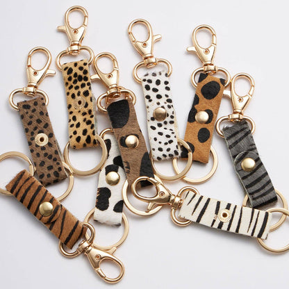 Genuine Leather Animal Print Key Chains