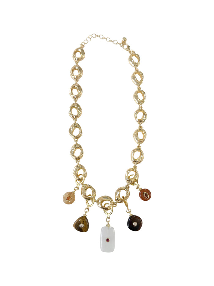 Gold Chain Gemstone Necklace