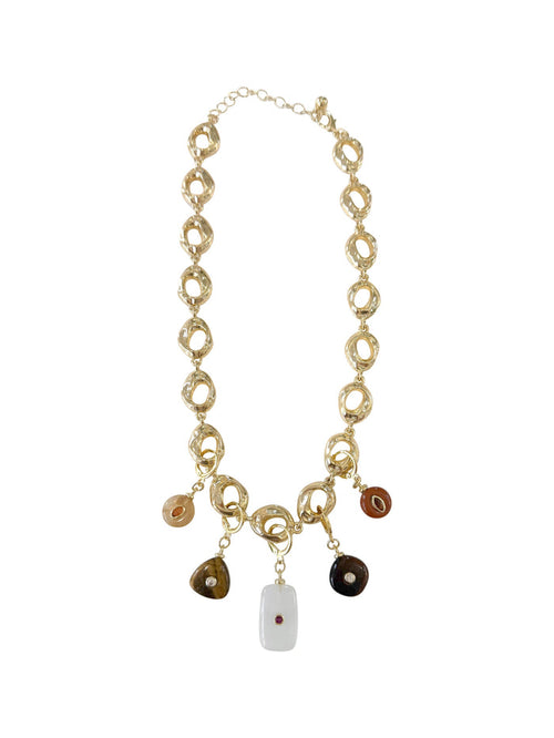 Gold Chain Gemstone Necklace