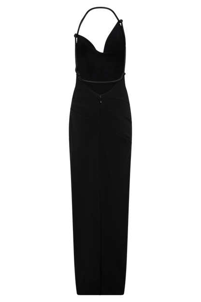 Gracie Halter Maxi Dress - Black