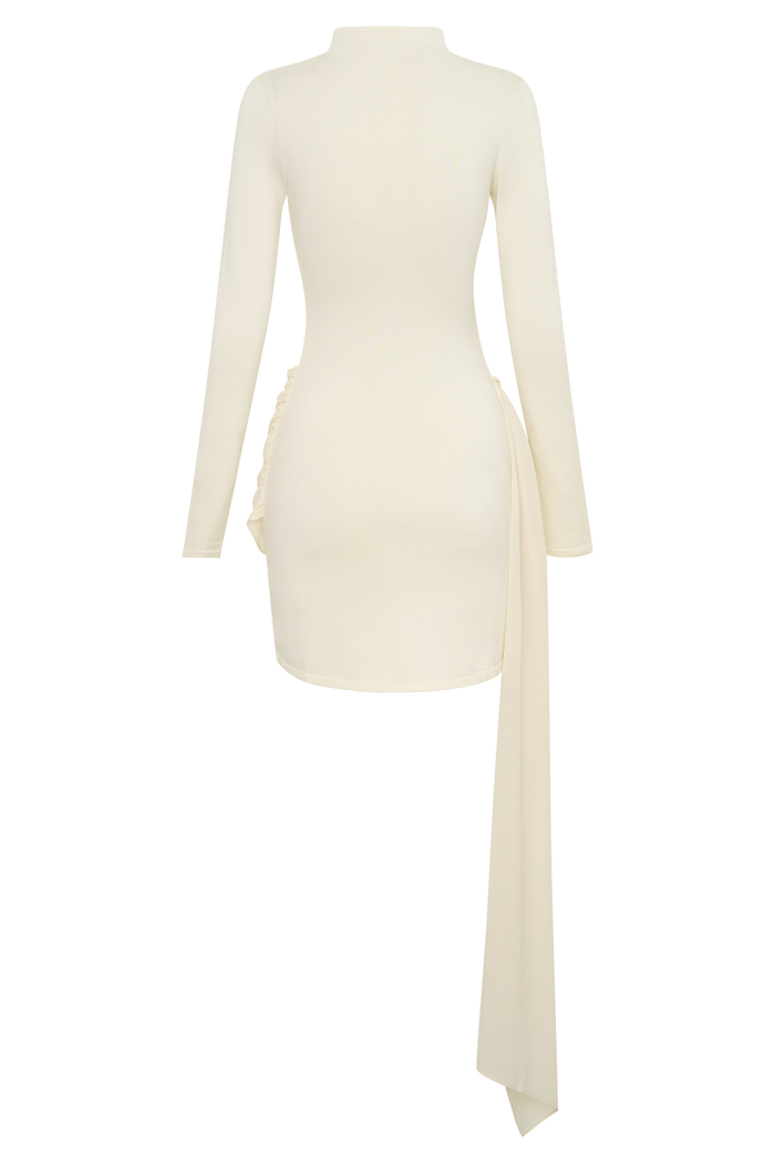 Grayson Knit Chiffon Mini Dress - Buttercream