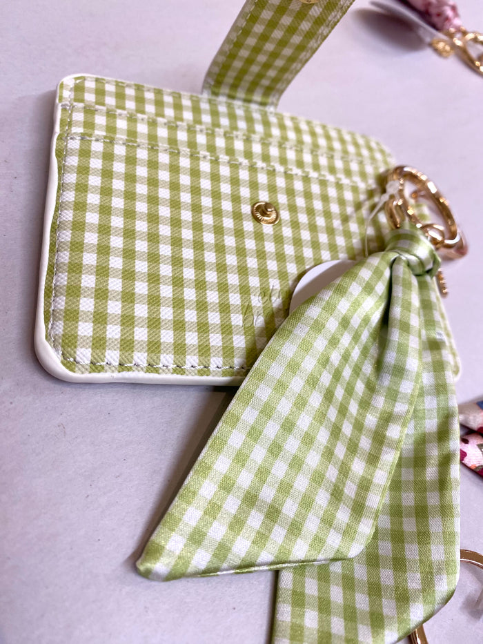 Green Gingham Satin Keychain