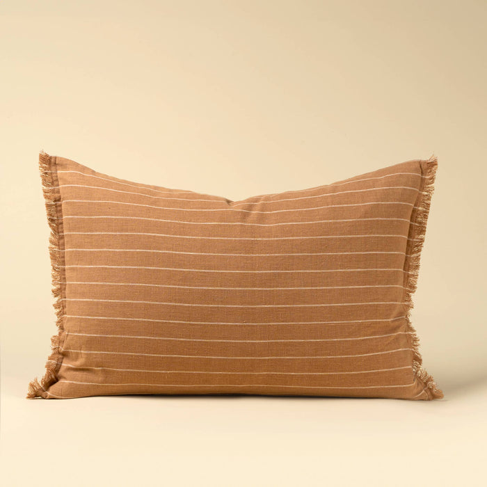 Handloom Stripe Pillow, Terracotta 16x24