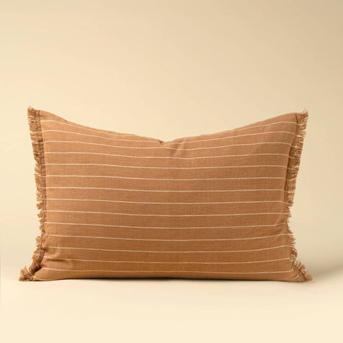 Handloom Stripe Pillow, Terracotta 16x24