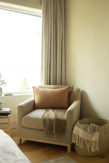 Handloom Stripe Pillow, Terracotta 16x24