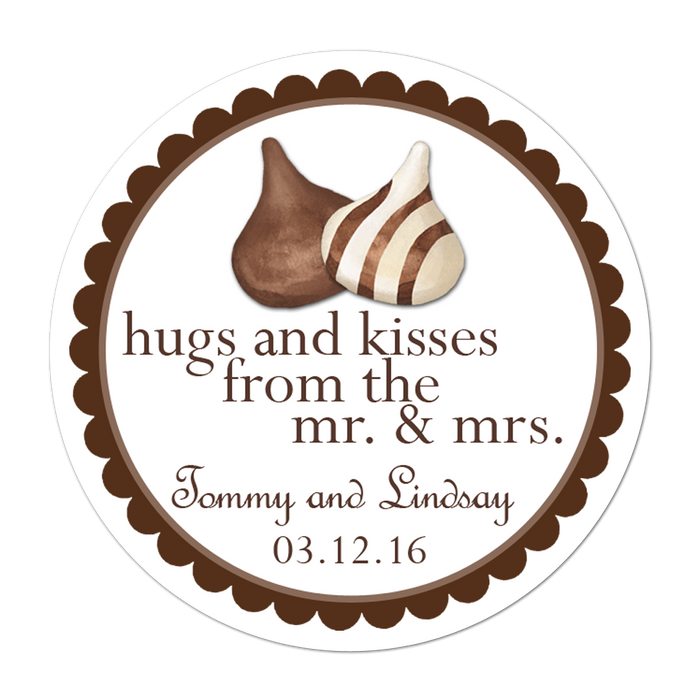 Hershey Hugs and Kisses Personalized Sticker Wedding Stickers - INKtropolis