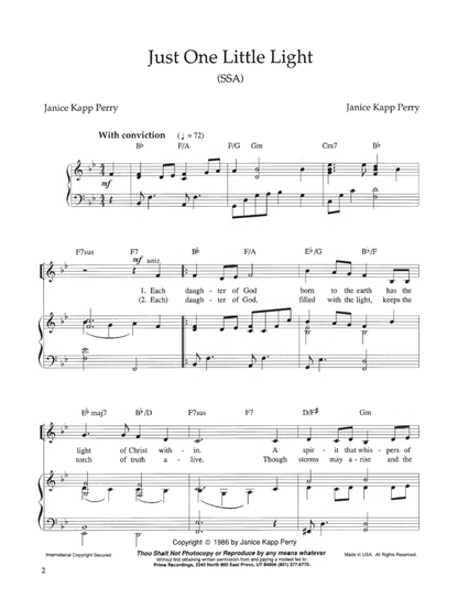 Just One Little Light - Vocal Songbook