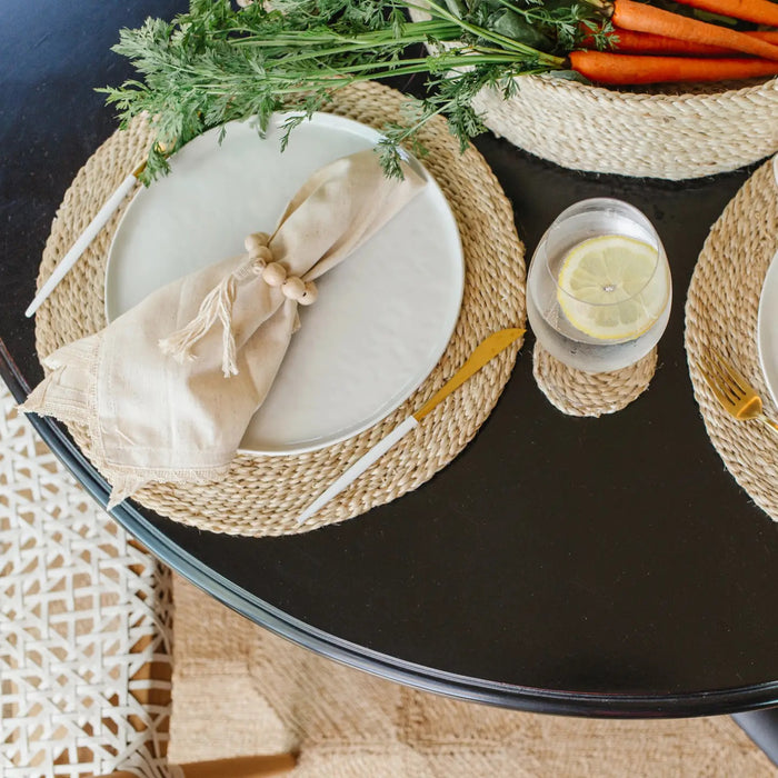 Jute Round Placemats - Set of Eight with Container