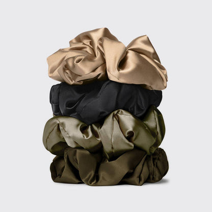 Kitsch Pillow Scrunchies® in Satin 4pc - Black