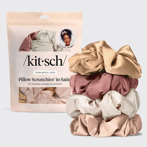 Kitsch Pillow Scrunchies® in Satin 4pc - Blush