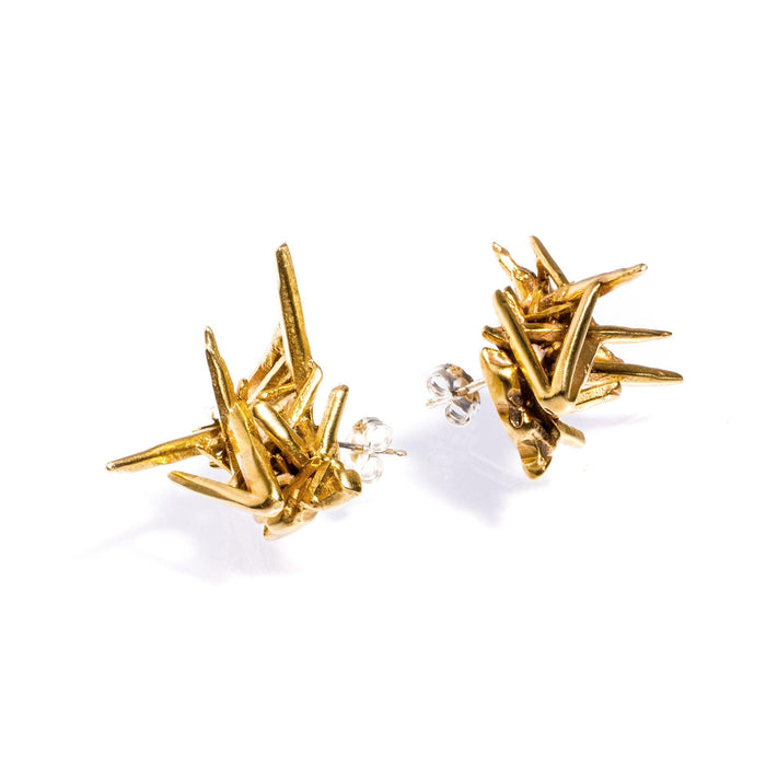 K/ller Collection: Brass Cholrite Quartz Cluster Studs