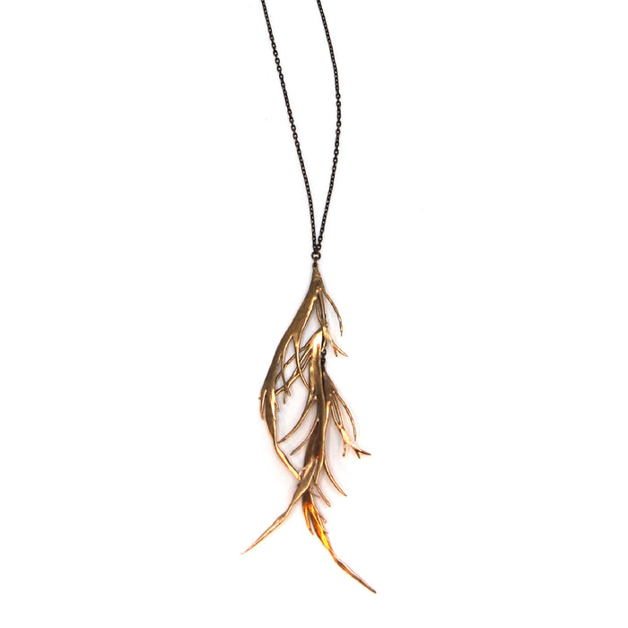 K/ller Collection: Brass Feather Necklace