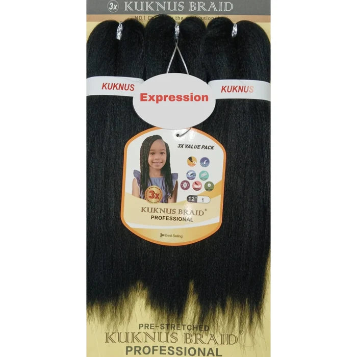 Kuknus Braid Professional Pre-Stretched Braiding Hair 12" 3 Pack