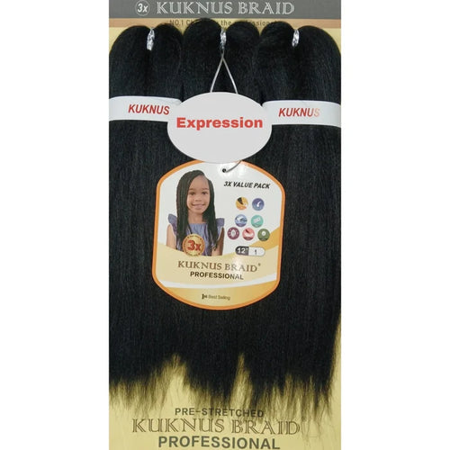 Kuknus Braid Professional Pre-Stretched Braiding Hair 12" 3 Pack