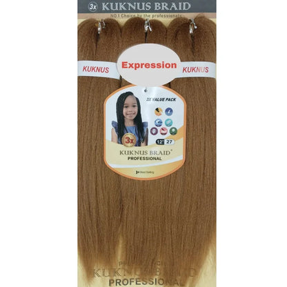 Kuknus Braid Professional Pre-Stretched Braiding Hair 12" 3 Pack