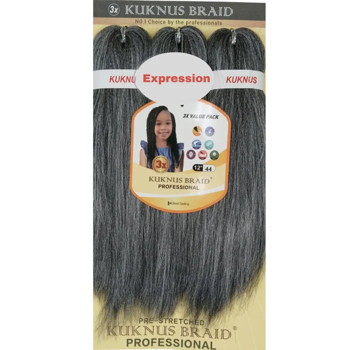 Kuknus Braid Professional Pre-Stretched Braiding Hair 12" 3 Pack