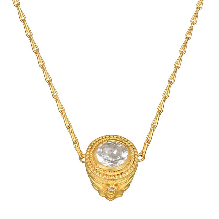 Labradorite Lotus Locket Necklace - 18"