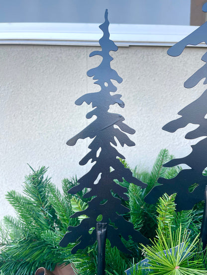 Large Winter Forest Metal Tree Stake