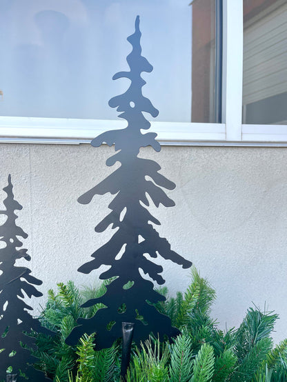 Large Winter Forest Metal Tree Stake