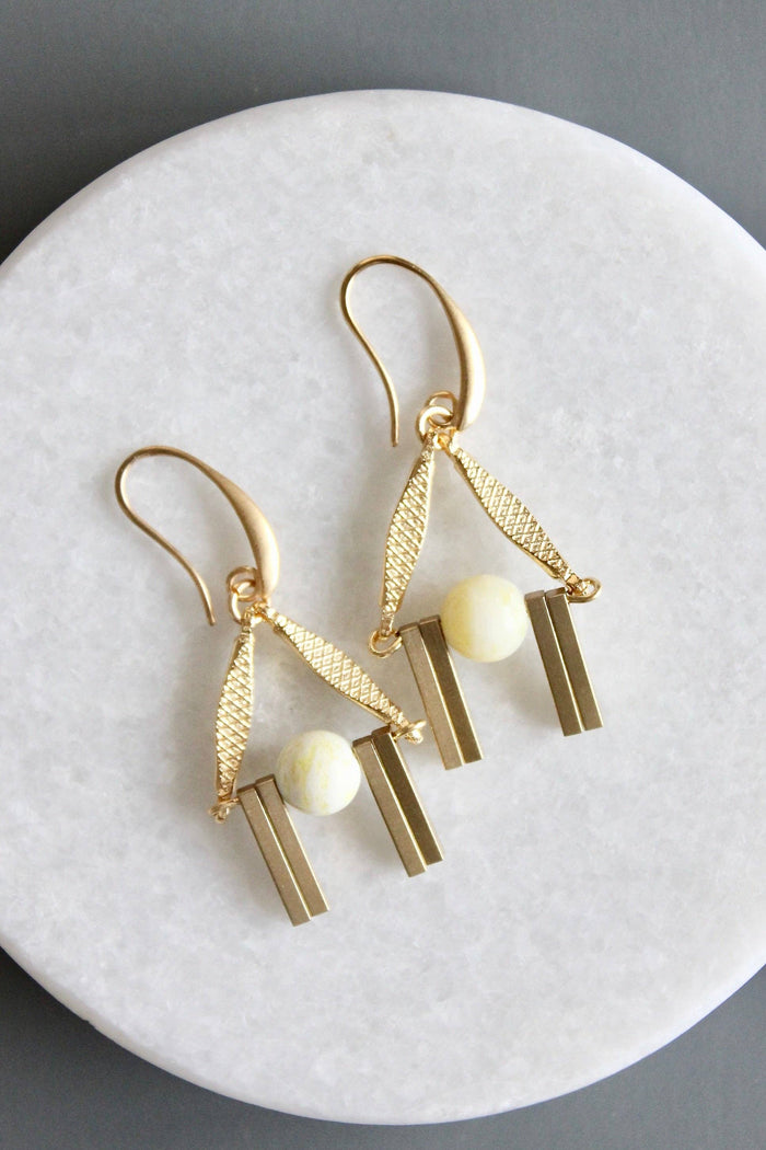 Lemon Jade Art Deco Earrings
