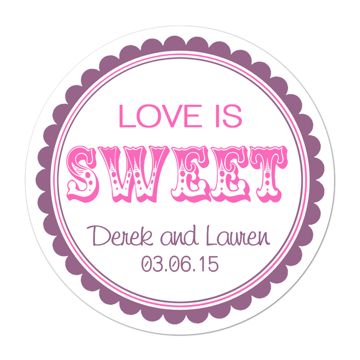 Love Is Sweet Personalized Sticker Wedding Stickers - INKtropolis