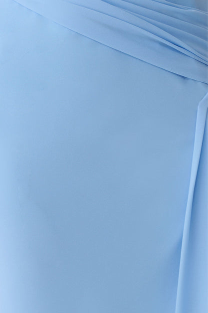 Marjorie Draped Back Chiffon Maxi Dress - Sky Blue