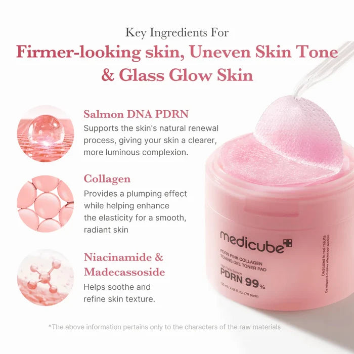 Medicube PDRN Pink Collagen Toning Gel Toner Pad 120ml (70pcs)