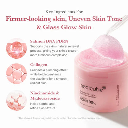 Medicube PDRN Pink Collagen Toning Gel Toner Pad 120ml (70pcs)