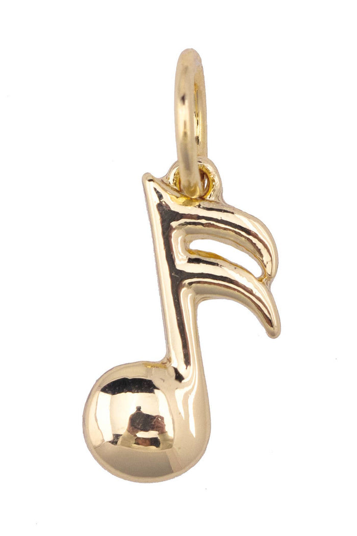 Music Note Charm in Shiny Gold