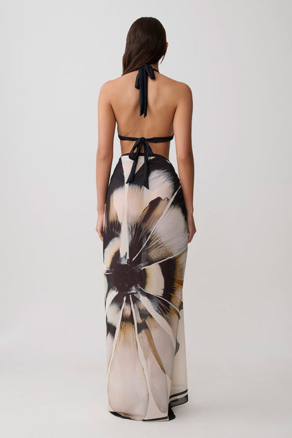 Noa Chiffon Scarf Sarong - Ivory Base Floral Print