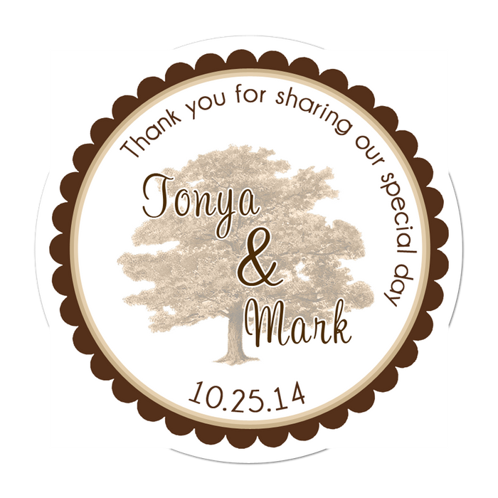 Oak Tree Personalized Sticker Wedding Stickers - INKtropolis