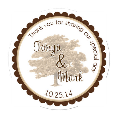 Oak Tree Personalized Sticker Wedding Stickers - INKtropolis