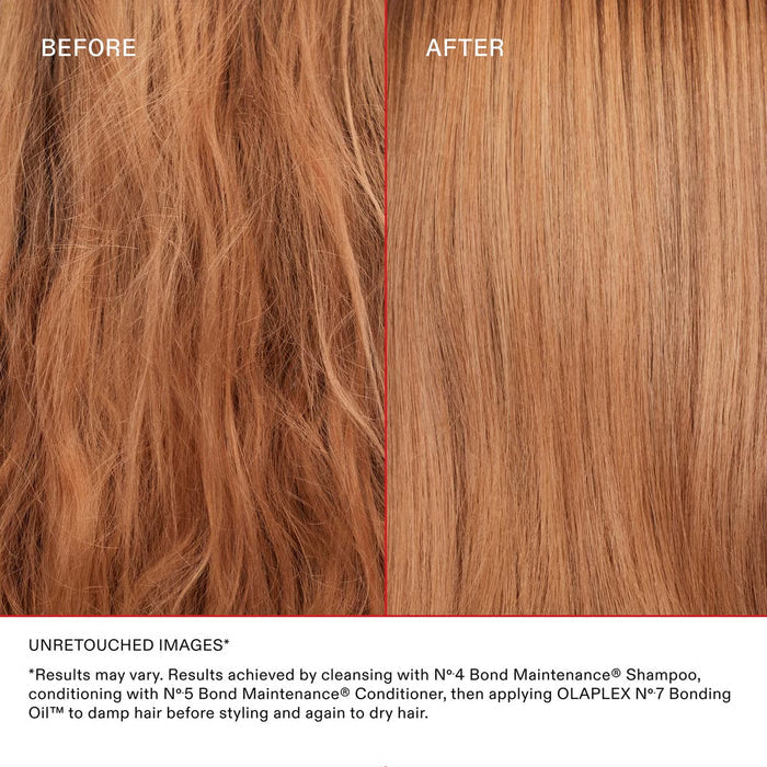 Olaplex before and after no.4 shampoo, no.5 conditioner and no.7 oil