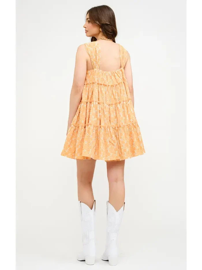 Orange Mini Embroidered Dress