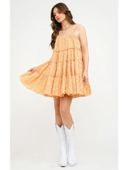 Orange Mini Embroidered Dress