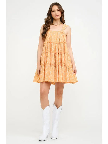 Orange Mini Embroidered Dress
