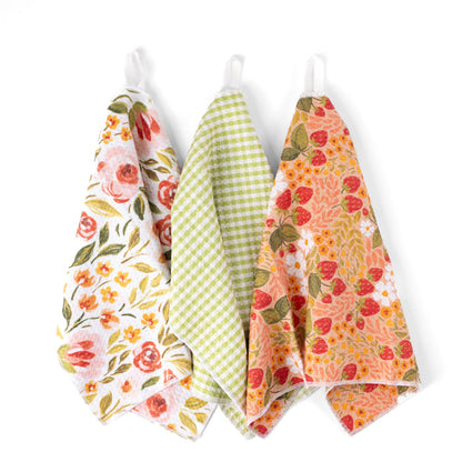 Pack of 3 Microfiber Kitchen Towels - Spring Tones