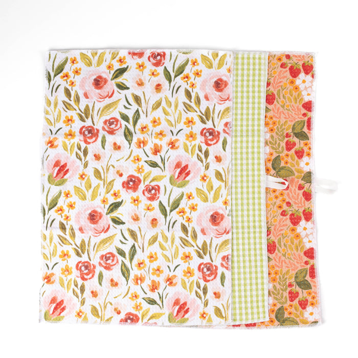 Pack of 3 Microfiber Kitchen Towels - Spring Tones