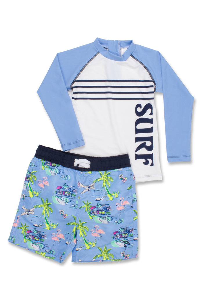 Periwinkle Tiki Rashguard Set