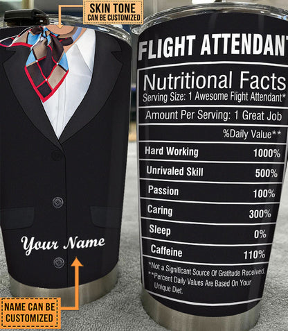 Personalized Flight Attendant Nutritional Facts Tumbler