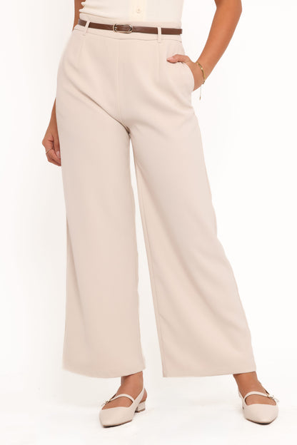 Ceres Belted Wide Leg Pant - Stone