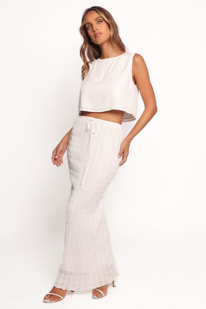 Charlotte Textured Maxi Skirt - White