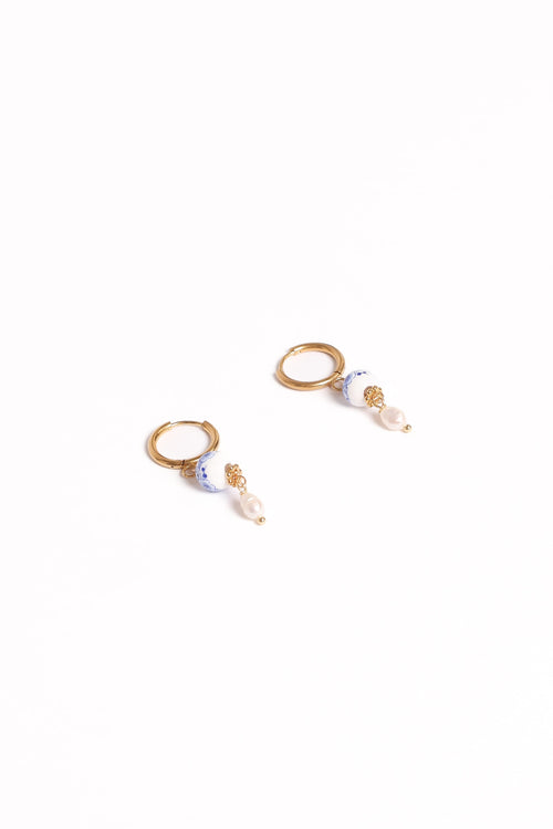Bree Earrings - Blue/Pearl