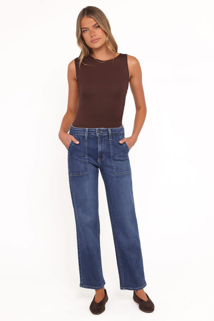 Amara Utility Pocket Straight Jean - Dark Wash