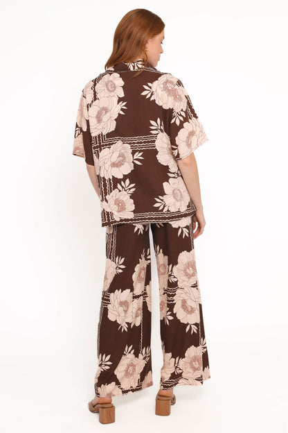 Bernadine Wide Leg Pant - Brown Floral