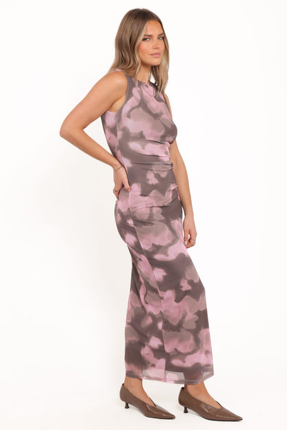 Alyssa Maxi Dress - Pink/Brown Print