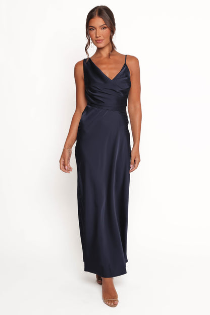 Anela Asymmetric Midi Dress - Navy