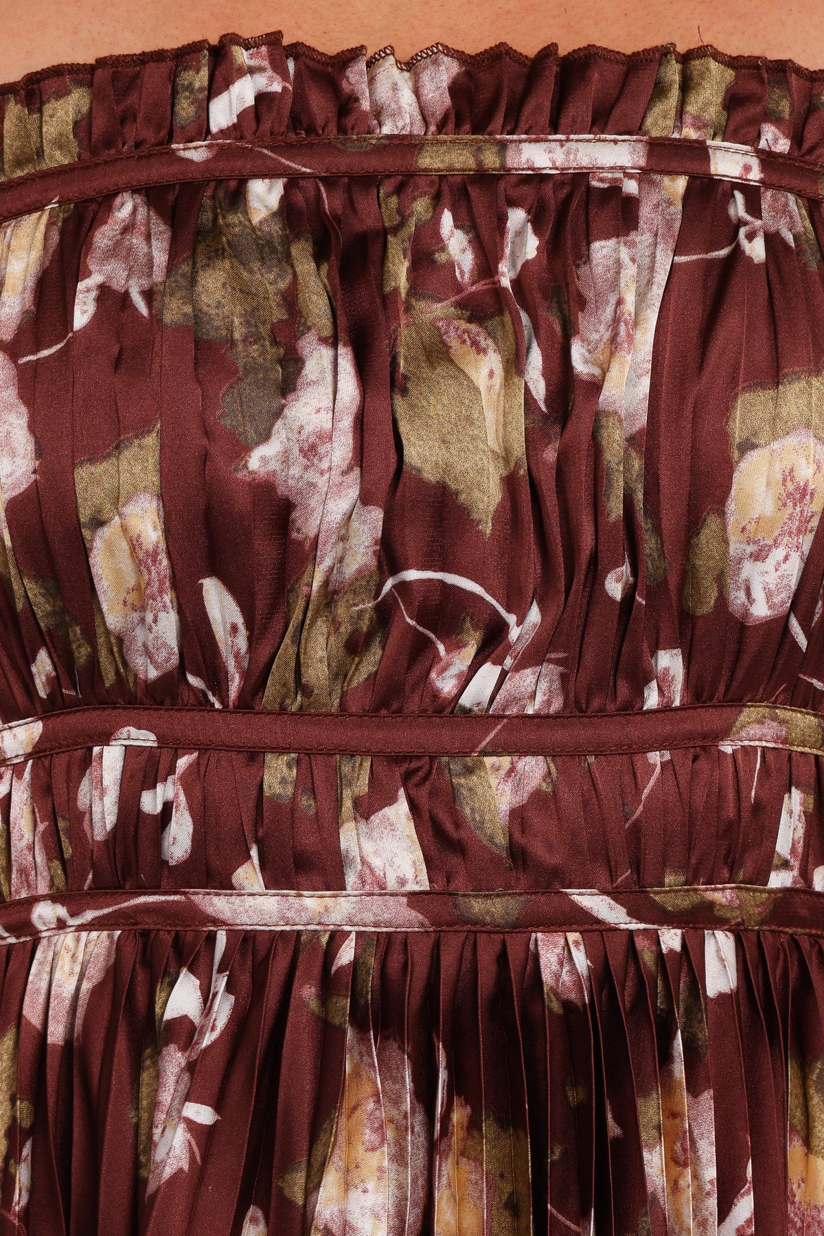 Angelique Strapless Maxi Dress - Brown Floral